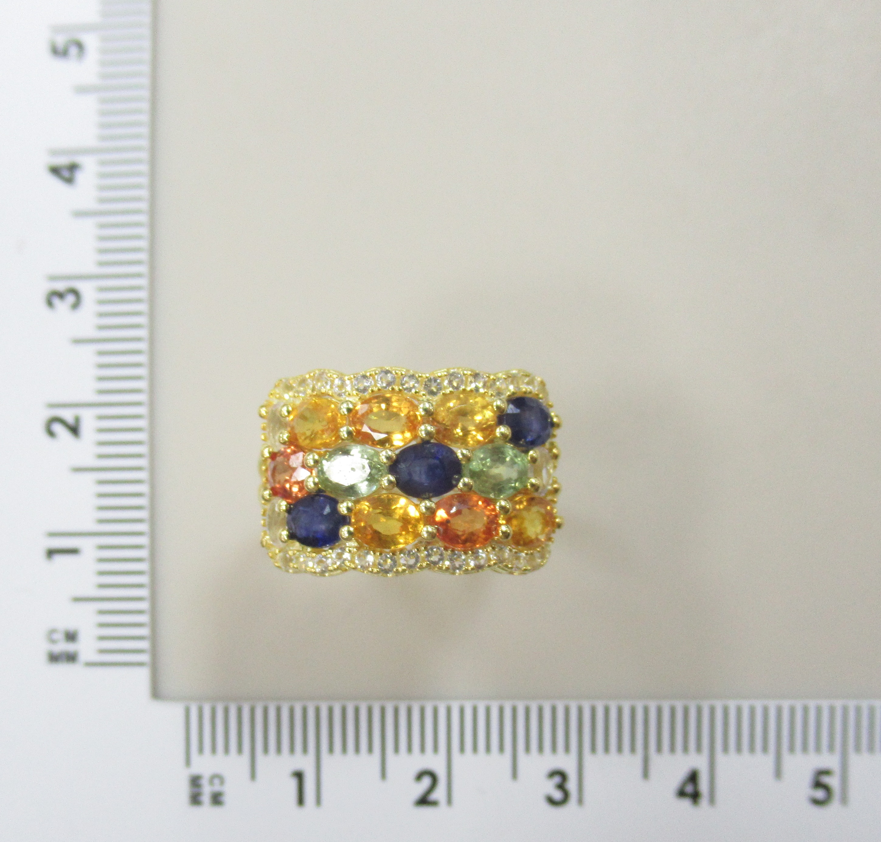 Серебряное кольцо с мультисапфирами